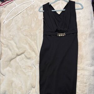 Boohoo Black Midi Dress with Silver Accent